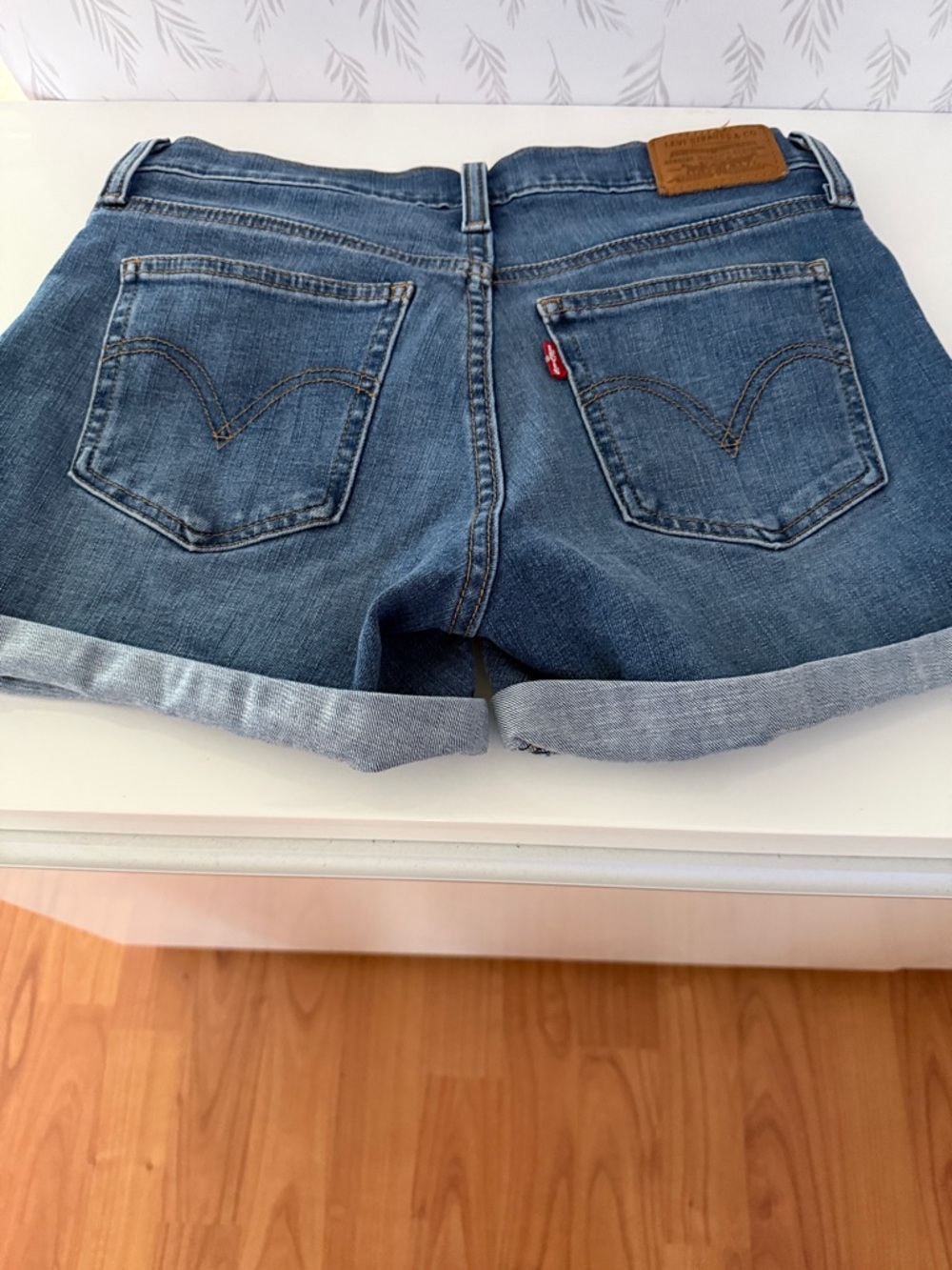 Levi's Women's Medium Blue Denim Cuffed Jean Shorts